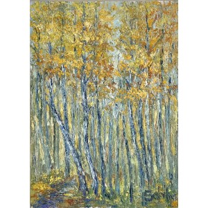 Sabiha Nasar-ud-Deen, Safeda Trees 4, 18 x 24 Inch, Oil with knife on Canvas, Landscape Painting, AC-SBND-063